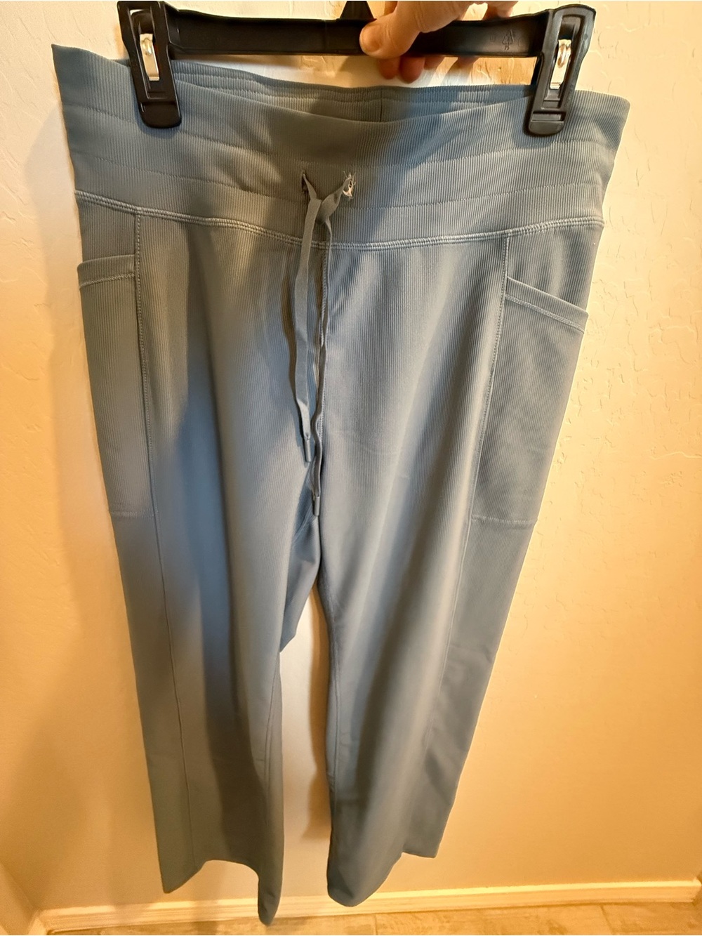 Women's Light Blue Drawstring Wide-Leg Leggings